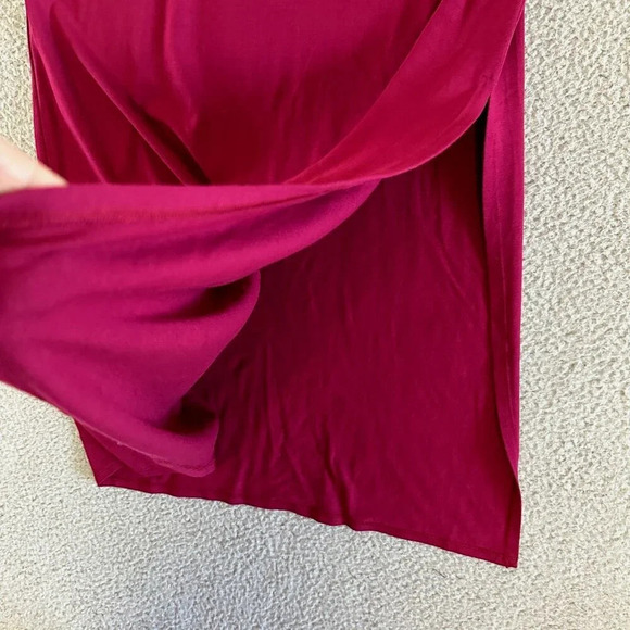 Eileen Fisher Tunic Hibiscus Red Viscose Jersey Mock Neck Caftan - Picture 8 of 16